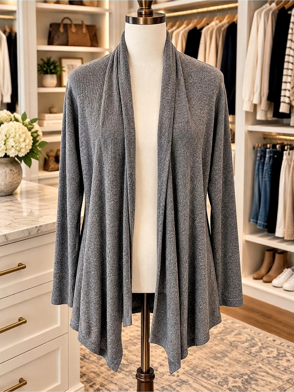 Express Open Front Cardigan in Gray Size Medium